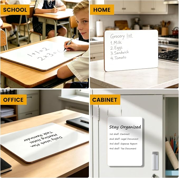 Small White Board Dry Erase Boards for Students, 6 Pack 9" x 12" Double Sided Mini Whiteboards with 6 Markers and 6 Erasers, Personal Lapboards for Kids, Teacher, Office, Classroom School Supplies