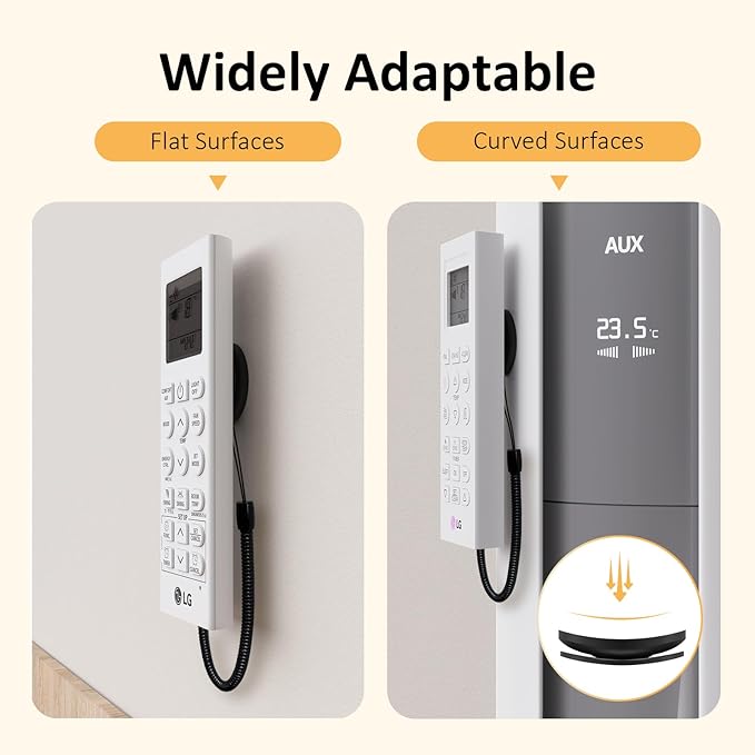 Magnetic Remote Control Holder with Security Cable Self-Adhesive Wall Mount, 3 Pack Silicone Organizer Retractable Anti-Loss Storage Wall Holder for TV, Fan and Air Conditioner Remote Control Black