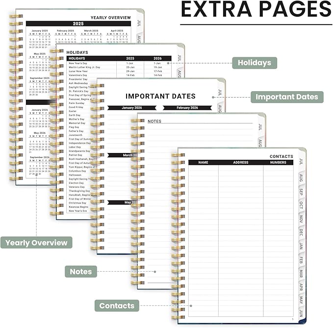 Planner 2025-2026, Academic Year Monthly and Weekly Calendar Planner, Jul 2025 - Jun 2026, Hardcover Teacher Student Planning Agenda book with Tabs, Perfect for School Office Supplies , 6.3" x 8.5" - Sunsets