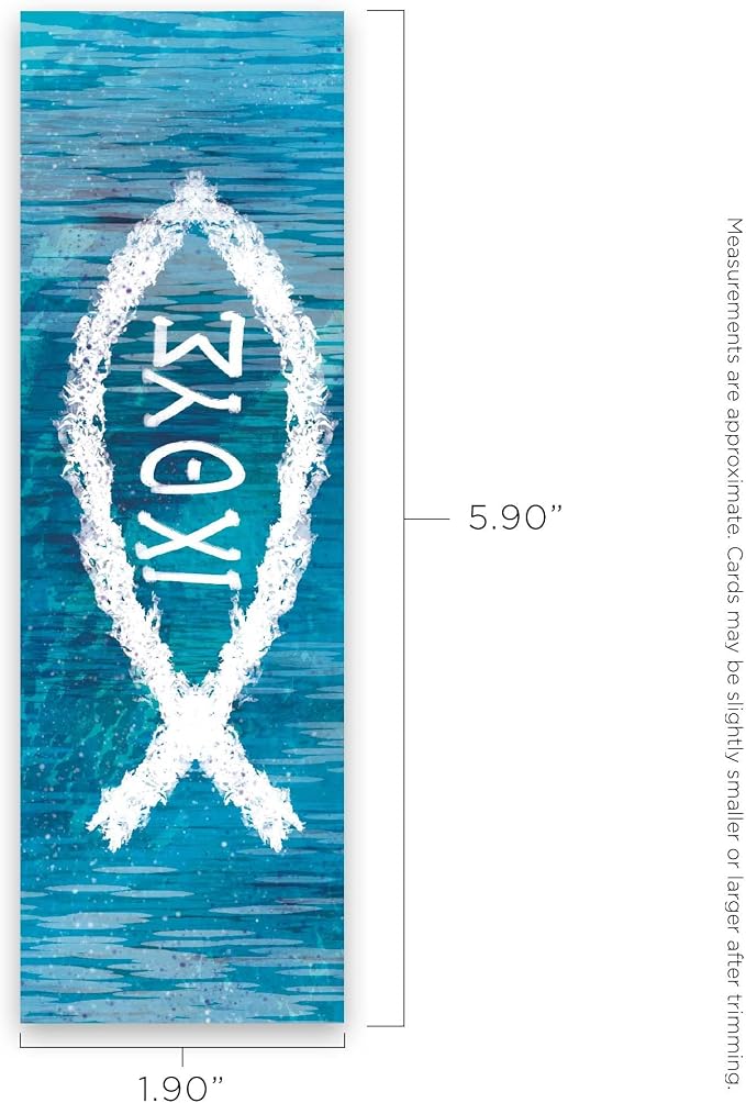 Ichthus Jesus Fish, Matthew 4:19, Bulk Pack of 25 Christian Bookmarks for Kids, Childrens Bible Verse Book Markers, Sunday School Prizes with Memory Verses, Scripture Gifts for Kids & Youth