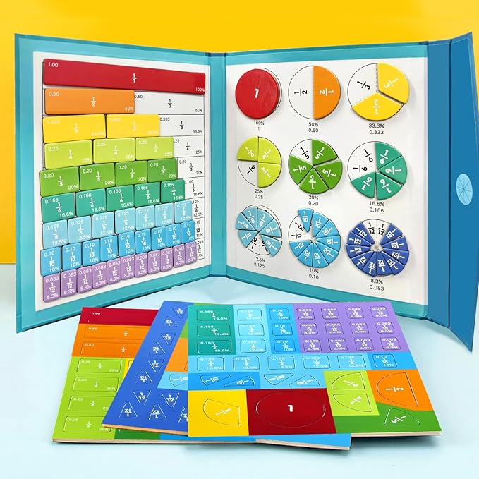 Magnetic Fraction Educational Puzzle Fraction Tiles and Circles, Equip Magnetic Score Disk Demonstrator,Math Manipulatives Enhance Early Primary School Students Mathematical Skills