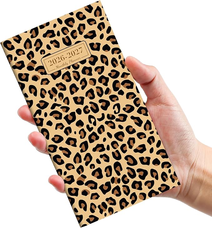 Pocket Calendar 2026-2027 for Purse, Two Year Monthly Planner Pocket Size, Jan 2026 to Dec 2027 Monthly Planner Small Size (6.5" x 3.5") - Leopard