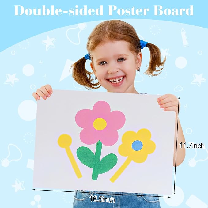 10 Pcs White Poster Board Paper 11.7 x 16.5, ROOKEA White Vision Boards Bulk Smart Posterboard Blank Graphic Display Card Paper for Drawing Artwork School Arts Crafts Classroom Projects Scrapbooking