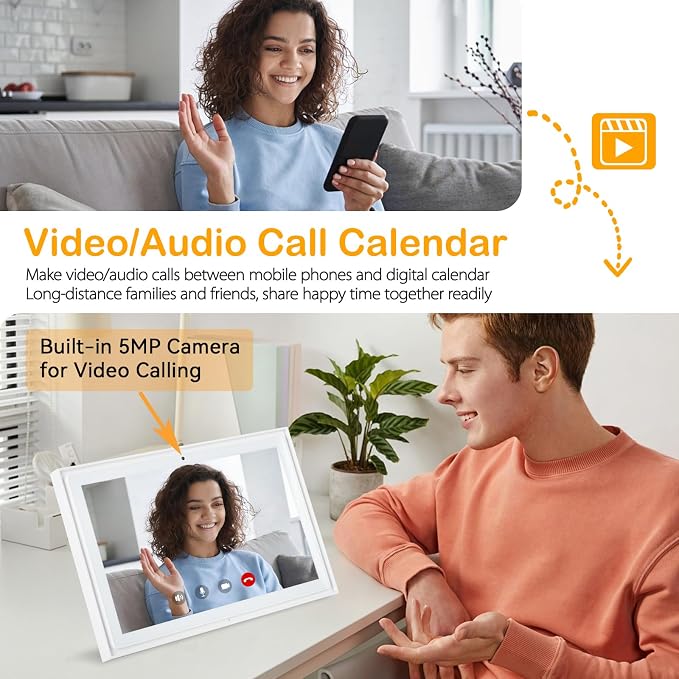 10.1" Smart Digital Wall Calendar, Touch Screen Family Organizer, Video Call and Shared Chore Chart, Meal Planner, No Subscription, Desk and Wall Mount