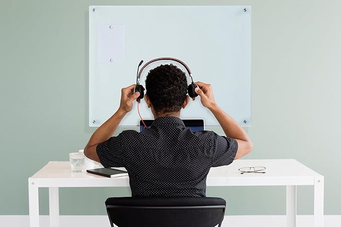 Audio-Visual Direct Magnetic White Glass Dry-Erase Board Set - 40" x 35" - Includes Magnets, Hardware & Marker Tray