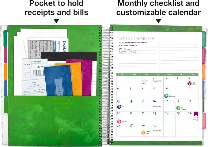 Global Printed Products Budget Planner & Monthly Bill Organizer With 12 Envelopes and Pockets. Expense Tracker Notebook and Financial Planner Budget Book to Control Your Money, 8.5" x 11", Pink Marble