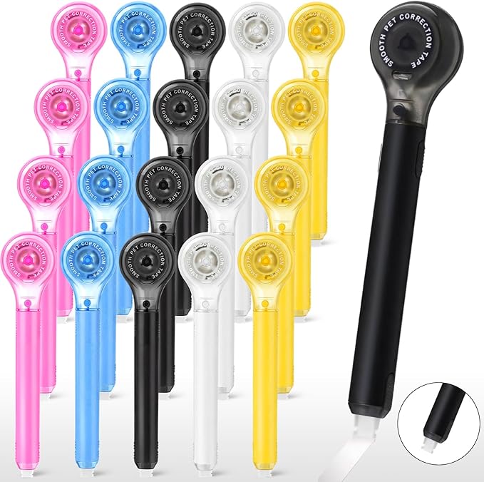 AmazingSpark 100 Pack Correction Tape Pen, 0.2" x 236" White Correction Tape Push Pull Protective Cover Easy to Use Applicator for Office Supplies