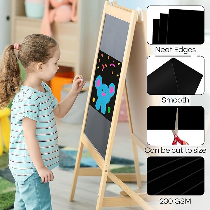 18 Pcs Black Poster Board Paper 14x18, ROOKEA Vision Boards Posterboard Bulk for School Projects Classroom Arts Craft Presentations Drawing Scrapbooking Blank Graphic Display