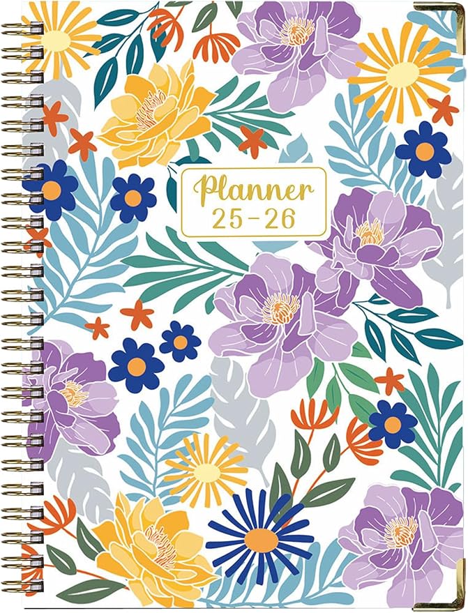 2025-2026 Planner, 12-Month Daily Weekly Monthly Planner from JUL.2025 to JUN.2026, 8.5" X 6.2", Spiral Hardcover Notebook with Bookmarks, Elastic Closure, Inner Pocket for Office School Supplies