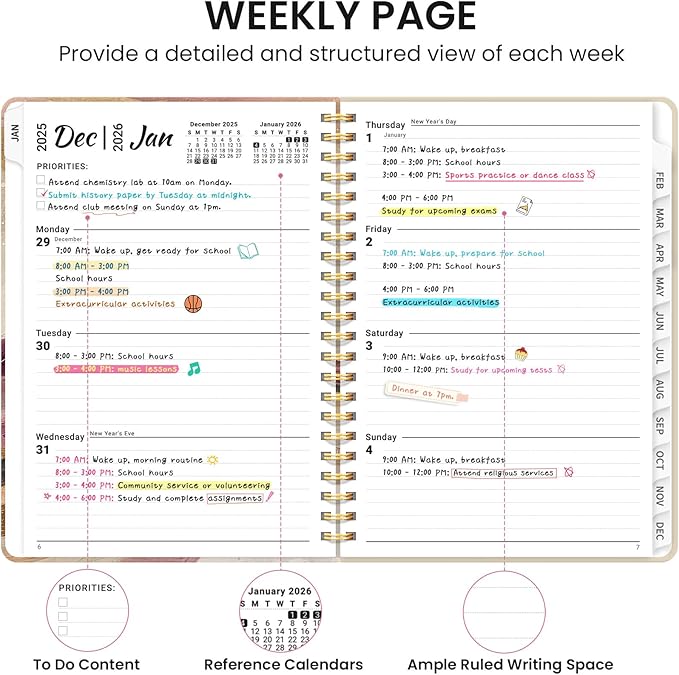 2026 Planner, Weekly and Monthly Calendar Planner for Women, Jan 2026 - Dec 2026, Hardcover Planning Agenda book with Tabs, Spiral Bound, Inner Pocket, Perfect for School Office Supplies, 8.5" x 11" - Landscape