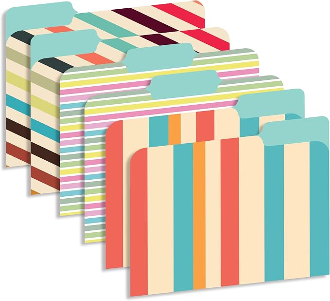 Decorative 1/3 Cut Tab File Folders (Stripes)
