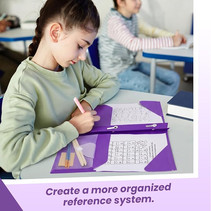 Kosiz 24 Pcs 2 Pocket Folders with Prongs, Paper Folders with 2 Pockets and 3 Prongs Fit Letter Size Paper, Back to School File Document Organizer for School Office Home Supplies (Purple)