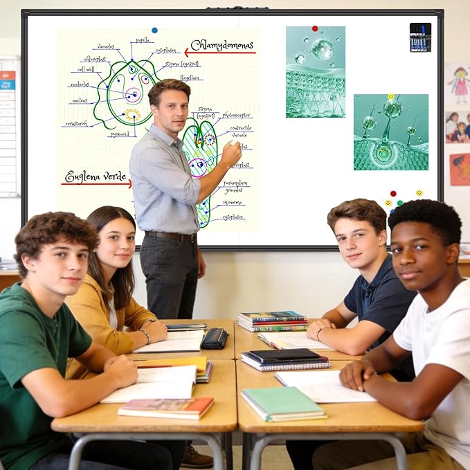 72"x40" Extra Large Magnetic Whiteboard - Pro-Grade Non-Glare Coated Surface, Wall Mounted Dry Erase Board with Black Aluminum Frame for Conference Room & Agile Team (Full Kit Included)