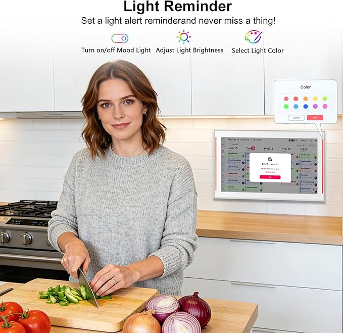 Akimart Calendar: 15.6 inch Wall Planner Digital Calendar & Chore Chart With LED Reminder, Smart Touchscreen Interactive Display for Family Schedules, Hearth Display Digital Calendar, Great for Organizing Your 2026 Year