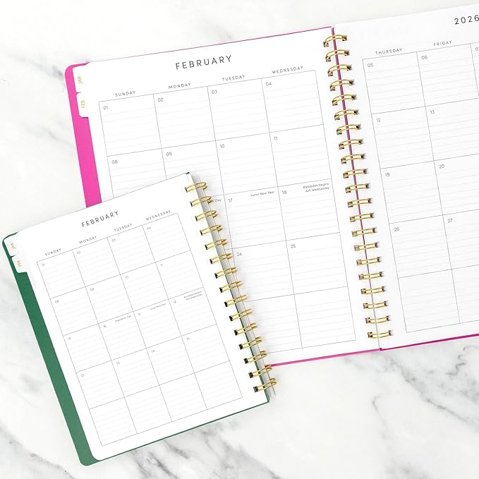 PAPERAGE 2026 Weekly & Monthly Planner, 12 Months (January 2026 - December 2026), 6.6 in x 8.1 in, Spiral Bound 2026 Planner with Weekly, Monthly & Yearly Views, Note Pages & Inner Pocket – Black