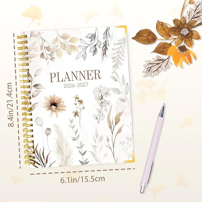GuassLee 2026-2027 Weekly Monthly Planner A5, 12-Month Hardcover Academic Planner with Tabs, Stickers & Pocket, July 2026 to June 2027 Daily Planner Organizer for Work School Home