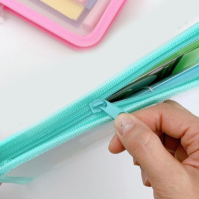 Clear File Storage Pouches Zippered Closure Receipt Folder Small Document Organiser Case for Office School Supplies Scratch Storage Pouches