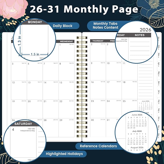 2026-2031 Monthly Planner - 5 Year Monthly Planner 2026-2031, July 2026 - June 2031, 6.4'' x 8.5", 5 Year Calendar, 60 Months Tabs, Pocket, Holidays, Notes Pages