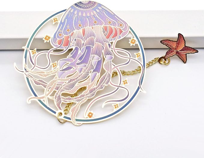 BLBMH Metal Cute Bookmarks for Women Book Lovers Friends Girls Readers Birthday Christmas Gifts Exquisite Graduation Gifts - Jellyfish