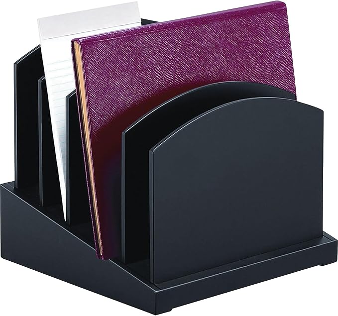 Victor Midnight Black Wood Incline File Sorter, 5 Compartments, 9.75" H x 9.75" W x 9.75" D