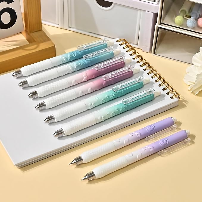 BAYTORY 12 Pcs Retractable Gel Pens, Black Ink 0.5 mm Fine Point Pens, Quick Dry Smooth Writing Aesthetic Journaling Pen for School Office Supplies (Morandi)