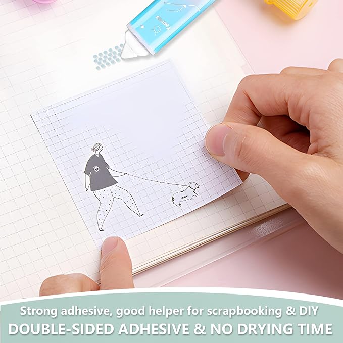 2 in 1 White Correction Tape and Double Sided Tape Roller, Cute Quick Dry Japan White Correction Tape Pen, with Permanent Adhesive Tape Runner,for School Office Instant Correction Supplies