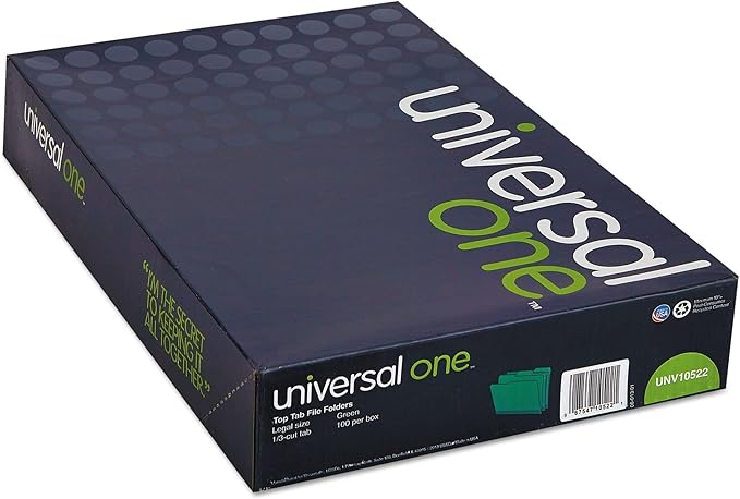 Universal One Bright Top Tab Classification Folder, Bright Green/Light Green (10522)