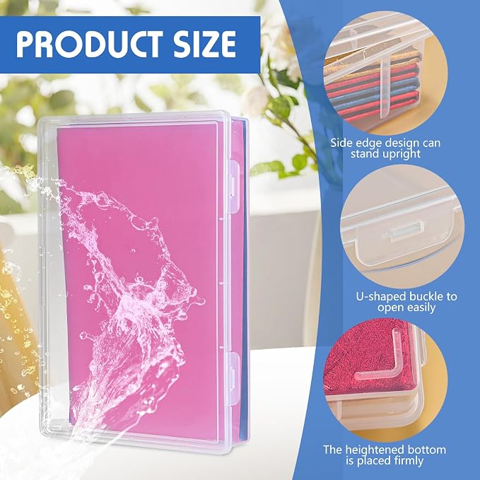 Wesiti 4 Pcs A4 Scrapbook Paper Storage Box Arts Craft Organizers Storage for 8.5 x 11 Inch Letter Paper Photo Picture Storage Plastic Storage Box Documents Magazines Holder, 12.8 x 9.25 x 1.97 Inch