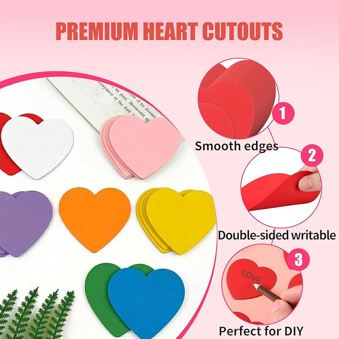 72 Pcs 5.5 Inch Large Heart Paper Cutouts, 9-Color Assorted Heart Shape Die Cut for Bulletin Board Decor,Classroom Wall, Valentine's Day, Mother's Day Decorations, Teacher School Supplies, DIY Crafts