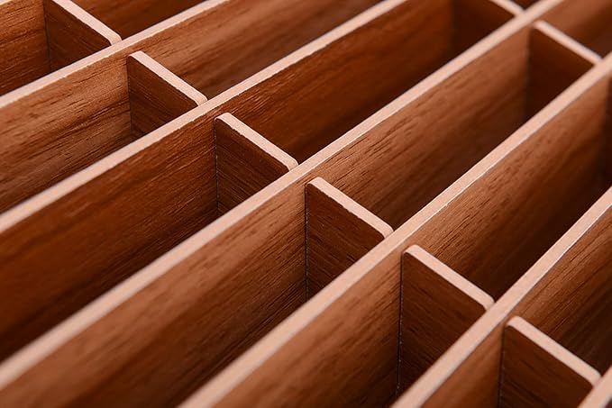 Wooden Cell Phone Organizer Phones Holder Desktop School Office Supplies Multifunctional Assembly Storage Box for Classroom Office Meeting Room Teacher (30 Grid Brown)