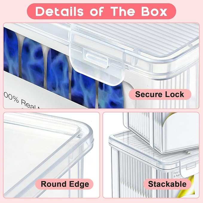 Vowcarol Storage Box for Color Street Nail Strips, Clear Plastic Art & Craft Organizer
