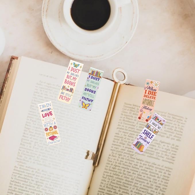 Cute Funny Magnetic Bookmarks for Women: 30 PCS Booklover Magnet Book Mmark Clips with Colorful Design, Bookish Gifts for Reading Women Girls Students Teachers, Book Club Novel Lovers Supplies
