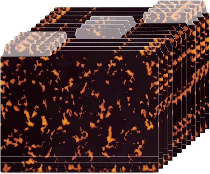 Dispowreath 12 Pack 11.75 x 9.25 Inches Tortoise Shell File Folders Organizer for Filing Organization 1/3 Cut Tabs Decorative File Folder Letter Size for School Office Documents Home Office Supplies