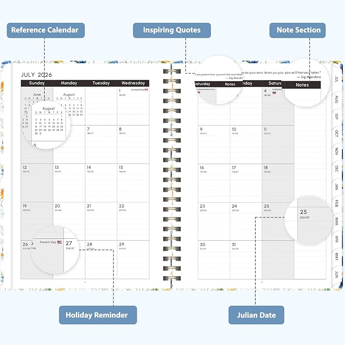 Academic Planner 2026-2027, Weekly and Monthly Agenda Planner, Daily Calendar Planning Notebook (July 2026 - June 2029), School Teacher Student Supplies, Scattered Flowers