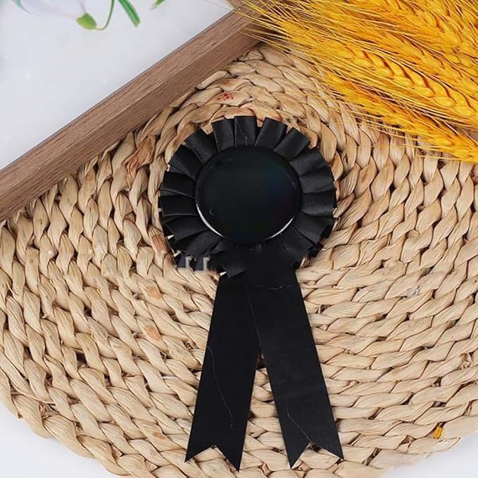 6 Pcs Award Rosette Ribbons Blank Prize Ribbons Medal Winner Ribbons Participation Victory Ribbons Recognition Competition Ribbons Black