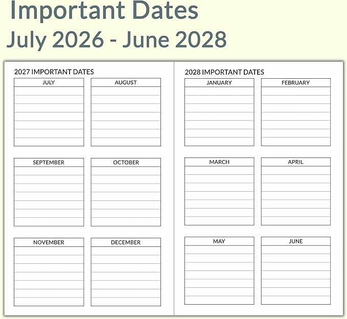 A5 Calendar Planner July 2026 - June 2028, Travelers Notebook Inserts for 2 Years, Monthly Calendar & Important Dates & Line & Dotted, 100gsm Paper, 8.3 x 5.5 in, 1pcs (Pink)