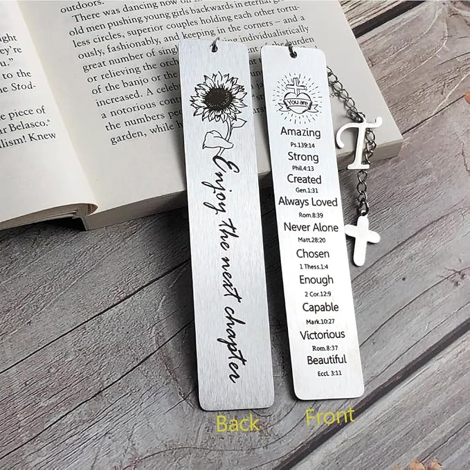 Bible Bookmark for Women Book Lovers Sister Christian Book Marker Gifts for Reader Teens Girls Baptism Birthday Christmas Gift for Coworker Students Bookish Easter Gifts (Silver-T)