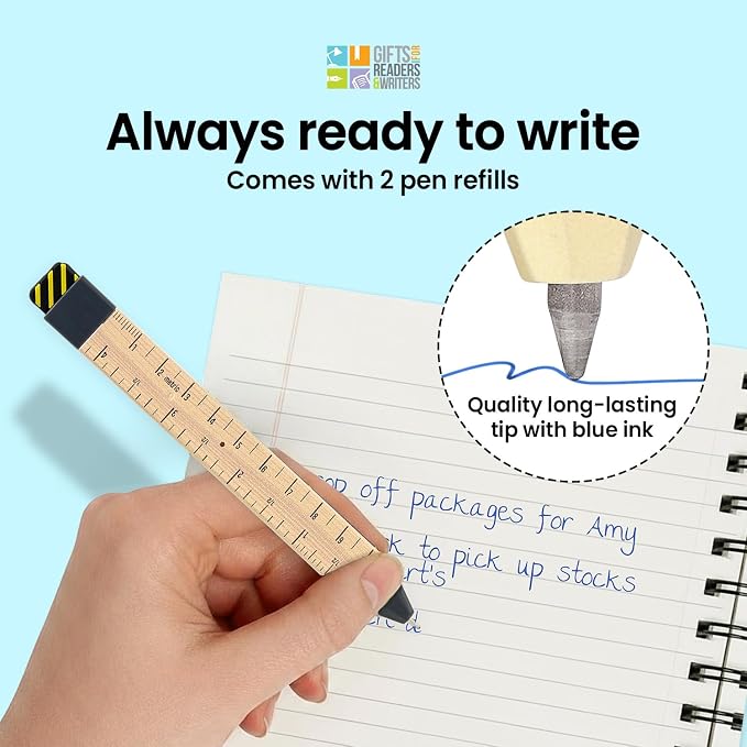 Gifts for Readers & Writers Pen Bookmark, Page Marker & Flat Writing Pen for Journal Notebook & Planner, Penmark Reading Accessory for Making Book Annotations, Ruler