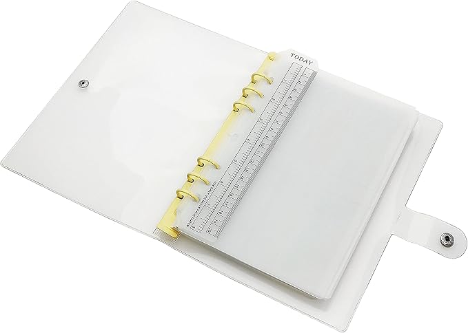 A6 A5 6-Holes Colorful PVC Cover Personal Organizer with Snap Button Closure File Folder for Loose Leaf Sheet Notebook (Popcorn, A5 Combo)