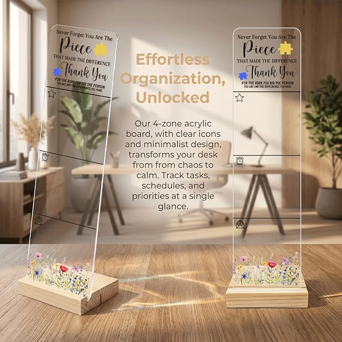 Sticky Note Holder Acrylic Monitor Memo Board Desk Organizers and Accessories Desk Decor Post It Note Holder with 200Pcs Sticky Notes Thank You Appreciation Office Desk Sign