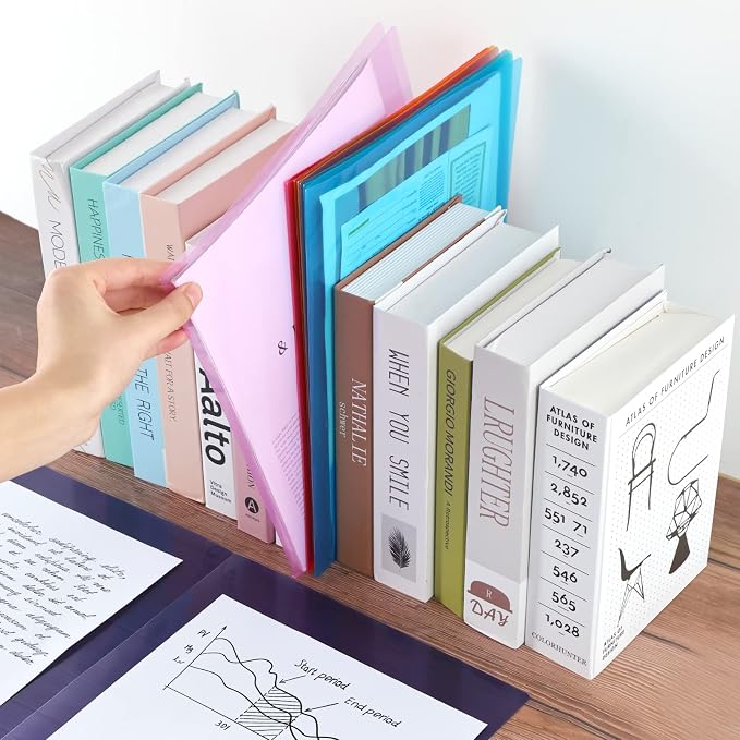 EOOUT Clear Folders with 2 Pockets, 24pcs Plastic Pocket Folders for Office Students and School, Letter Size, A4 Size, 8 Assorted Colors