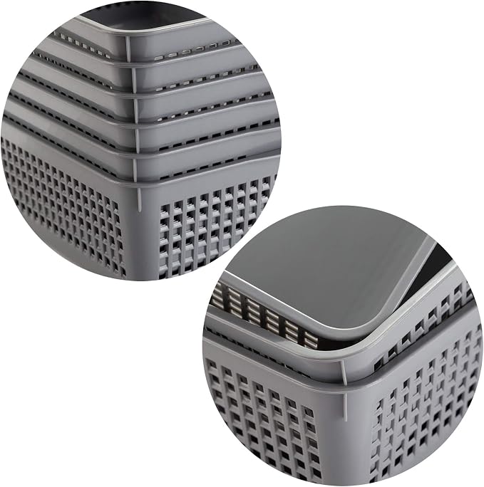 Aebeky A4 Size Plastic Paper Storage Trays,Desktop File Organizer Baskets,6-Packs (Grey)