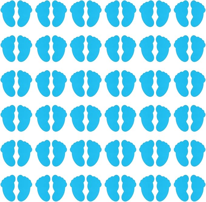 PATIKIL Foot Shaped Carpet Markers, 72pcs (36pairs) Nylon Floor Spots Markers Colorful Hook and Loop Marker Dots for Classroom Teacher Supplies, Sky Blue