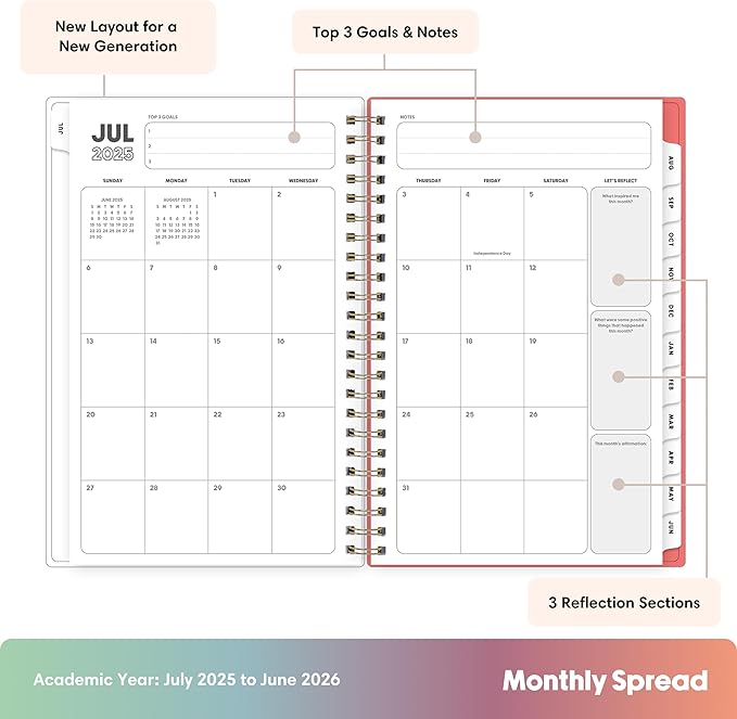 Blue Sky Gen Z 2025-2026 Weekly and Monthly Academic Year Planner Calendar, July 2025 - June 2026, 5" x 8", Flexible Interchangeable Cover, Wirebound, Laminated Tabs, Storage Pocket, Gladys