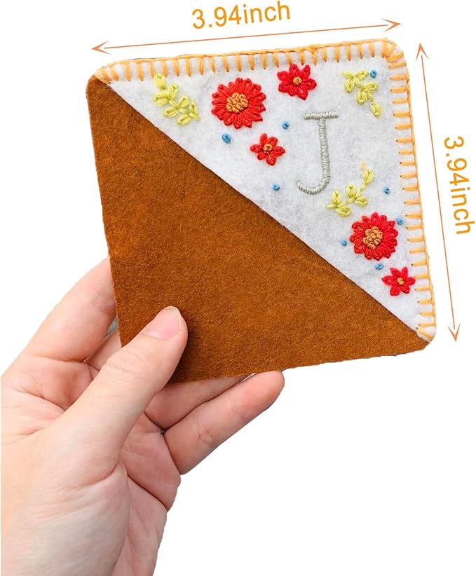 Personalized Hand Embroidered Corner Bookmark, Cute Flower Book Mark, Hand Stitch Gift for Women Book Lovers by HNQCPCVU (N, White)
