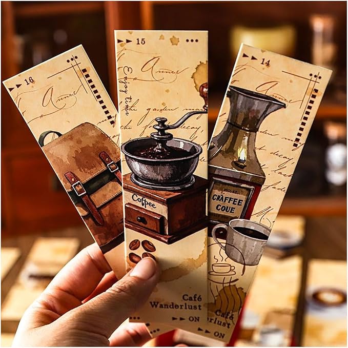 Vintage Retro Style Bookmarks, 30PCS (Café Wanderlust)