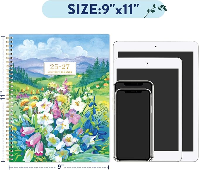 Monthly Planner 2025-2027 - 2 Year Planner 2025-2027, Jul. 2025 - Jun. 2027, 9'' x 11'' Planners 2025-2026 with Coated Tabs, Inner Pocket