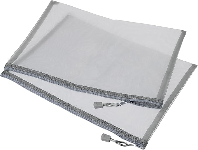 MECCANIXITY Mesh Zipper Bags, A4 Nylon Zip Pouch Pencil Case Storage Pockets for Travel Office Accessories, Gray Pack of 6