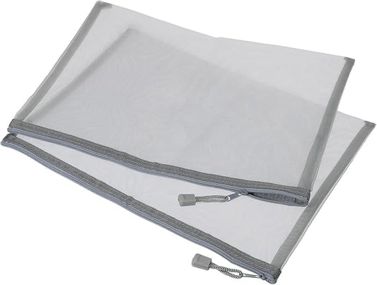 MECCANIXITY Mesh Zipper Bags, A4 Nylon Zip Pouch Pencil Case Storage Pockets for Travel Office Accessories, Gray Pack of 6