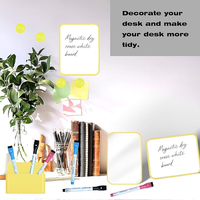 Denylo pro Magnetic Locker Accessories Kit Back to School Essentials Locker Organizer Supplies Includes Whiteboard Mirror Storage Box Dry Erase Marker and More for Back to School Essentials，Yellow